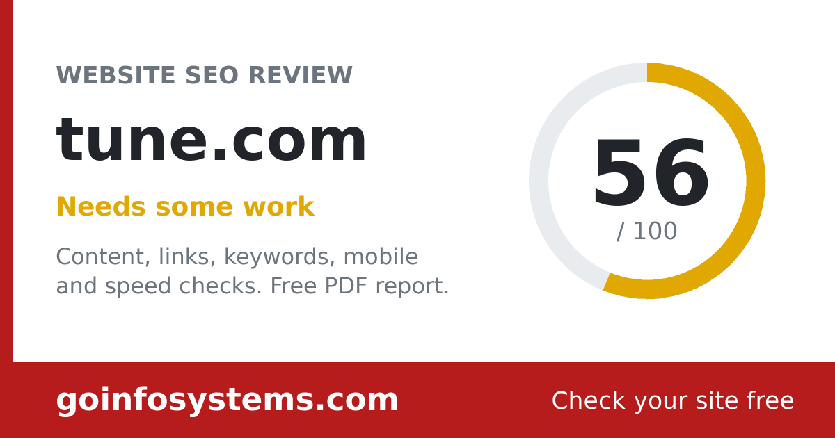 tune.com - The score is 56/100