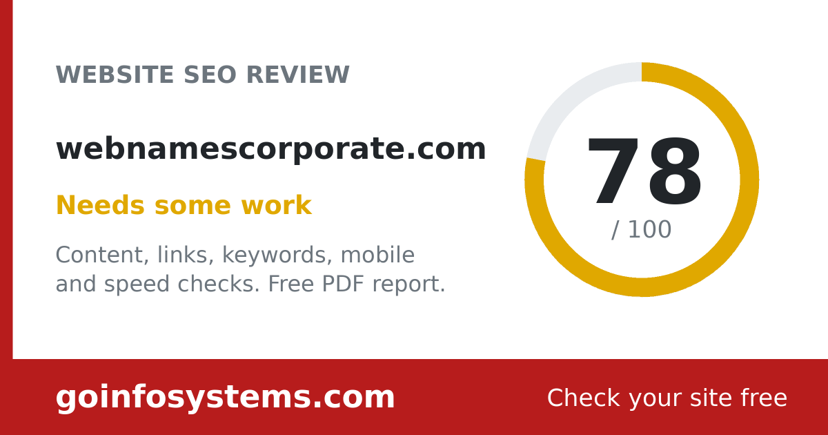 webnamescorporate.com - The score is 78/100