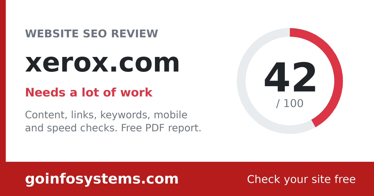 xerox.com - Der Wert ist 42/100