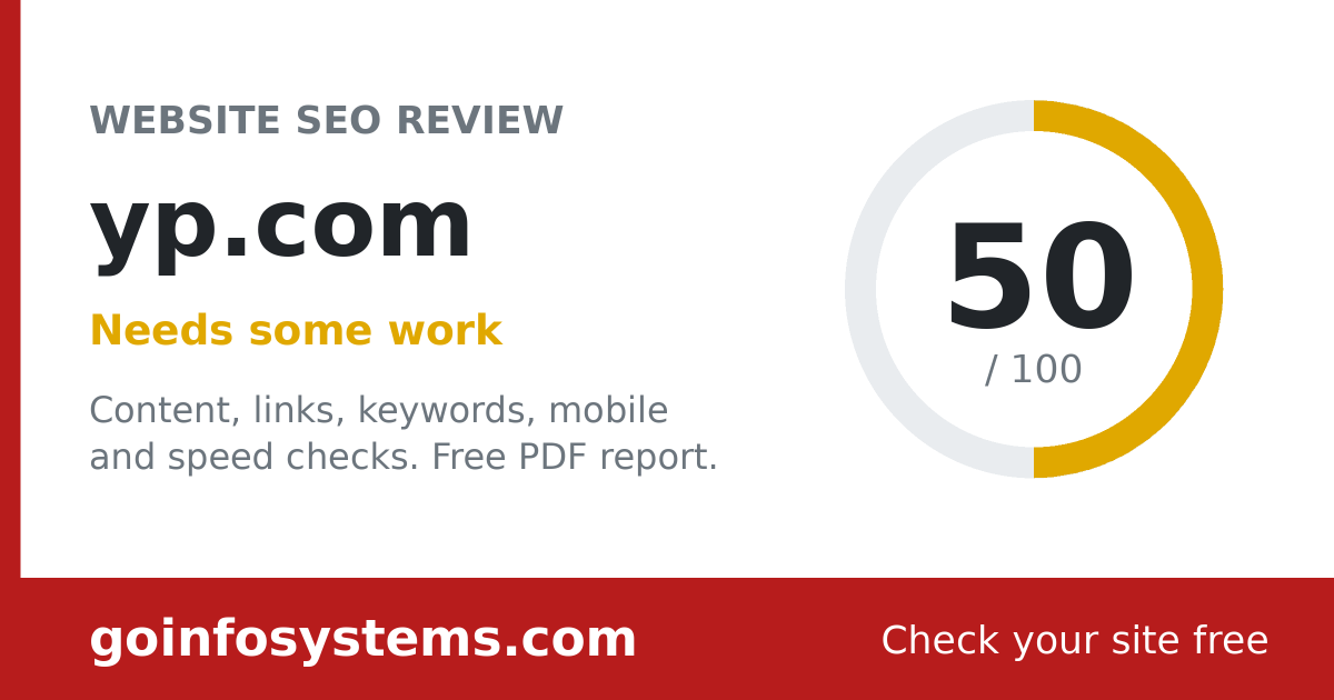 yp.com - The score is 50/100